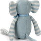 100% Organic Cotton Baby Elephant Stuffed Animal 7.1" | Blue Soft Toy for Newborn