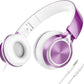 AILIHEN MS300 Purple Girl Headphones Wired with Microphone for Chromebook Laptop Computer, 3.5mm Foldable Lightweight on-Ear Headphones for School Teen Students