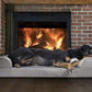 Furhaven Orthopedic Dog Bed for Large/Medium Dogs w/ Removable Bolsters & Washable Cover, For Dogs Up to 55 lbs - Faux Fur & Velvet Sofa - Smoke Gray, Large