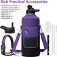 Insulated Water Bottle | Thickened Stainless Steel for Gym and Hiking with Straw, Carrier Bag, Handle Strap | BPA-Free 87 oz