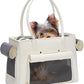 Fashion Pet Carrier Purse for Small Cat and Dog, Luxury Pu Soft-Sided Tote Bag with Large Pockets for Dogs and Puppies (White, 15.8" L x 7.5" W x 11.8" H)