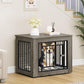 YITAHOME Dog Crate Furniture for Medium Dogs, Side End Table, Modern Dogs Kennel Indoor up to 35 lb, 2-in-1 Iron-Wood Fusion Dog Cage with Waterproof Top, Safety Corners,Steel Lock,30" L,Greige