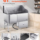 VEVOR Professional 304 Stainless Steel Dog Bathing Station, 61 inch Pet Grooming Tub w/Anti-Slip ramp, Storage Drawer, Cold Hot Faucet Showerhead, for Large & Medium & Small (Left Door, with Drawer)