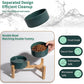 Elevated Ceramic Dog Bowl Set - Raised Dog Bowls with Non-Slip Bamboo Stand - Dog Food and Water Bowl Set - Double Dog Feeding Bowls - Suitable for Small and Medium Dogs - 28.74 OZ - 3.6 CUPS - 850 ML