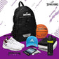 Spalding Basketball Backpack - Black Sports Bag with Ball & Shoe Compartment, Basketball Accessories Bag