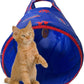 NFL Buffalo Bills Cat Tunnel Tube Toy with Plush Football Catnip and Feathers Collapsible Tunnel for Cats to Play, Peek and Hide, Sporty & Fun Cat Tunnel Toy with Team Logo All-Over Design!