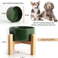 Petygooing 28 OZ Elevated/Raised Ceramic Dog Bowl for Small and Medium Breeds, Dog Food Water Dish with Stand,Pet Feeding Bowl Anti Slip Rubber for Small and Medium Dogs (3.6 Cups) Rust Green