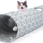 LUCKITTY Geometric Straight Cat Tunnel with Plush Inside,Cats Toys Collapsible Tunnel Tube with Balls, for Rabbits, Kittens, Ferrets,Puppy,Diameter 11.8 Inch
