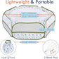Pawaboo Small Animals Playpen, Waterproof Small Pet Cage Tent with Zippered Cover, Portable Outdoor Yard Fence with 3 Metal Rod for Chick/Kitten/Puppy/Guinea Pig/Rabbits/Hamster, Blue + White Flower