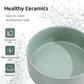 Ceramic Elevated Cat Food and Water Bowl, Kitty Bowl, Raised Cat Dish, Pet Feeder (5.1 in, 2 x Light Green + Stand)