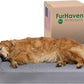 Furhaven Cooling Gel Dog Bed for Large Dogs w/ Removable Bolsters & Washable Cover, For Dogs Up to 95 lbs - Pinsonic Quilted Paw L Shaped Chaise - Titanium, Jumbo/XL