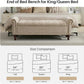 58.1'' Storage Bench Upholstered Chenille End of Bedroom Bed Bench Ottoman with Tufted Cushioned Rolled Arm Large Storage Space for Reading Living Room Entryway, Light Brown