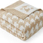 Snuggle Sac Throw Blanket for Couch, Reversible Super Soft Warm Blankets Cozy Knit Fuzzy Plush Lightweight Throws for Sofa, Bed, Camping,Houndstooth Beige,50x60 inches