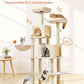 Taoqimiao Cat Tree, 66.2-Inch Cat Tower for Indoor Cats, Plush Multi-Level Cat Condo with 7 Scratching Posts, 2 Perches, 2 Caves, Hammock, 2 Pompoms, Beige MS013M