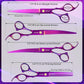 Professional Dog Grooming Scissors Set - 6.5" Thinning, 7" Straight, 7" Up-Curved, 7" Down-curved Scissors and Comb for Dog Cat Pet (Purple)
