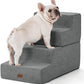 Made4Pets Dog Steps for Bed, Extra Wide Dog Stairs for High Bed Couch Sofa, 35D Foam Pet Steps for Small Dogs and Cats, Non-Slip Bottom Pet Stairs, Grey, 4 Steps