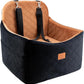 Dog Car Seats for Small/Medium Dogs, FurFrolic Memory Foam Dog Booster Seat for Small Dogs up to 35 lbs, Travel Pet Car Seat with Washable Detachable Cover, Storage Pockets, 2 Safety Belt, Black Brown