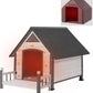 Aivituvin Dog House Outdoor With Metal Frame, Insulated Dog Kennel Outside for Small To Medium Breed, 45" Weatherproof Large Dog Shelter with Anti-Chewing Iron Frame, White (45" D x 32.9" W x 32.6" H)