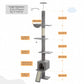 PEQULTI Floor to Ceiling Cat Tree, Tall Cat Tower, Adjustable Height (83''-108'') 5 Levels Climbing Tree for Indoor Cats with Cat Condo, Cozy Hammock and Scratching Post, Grey