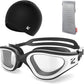 ZIONOR G1 Lite Swim Goggles with Swim Cap Comfortable Anti-fog Swimming Goggles Cap Set for Adult Men Women