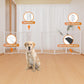Full Metal Freestanding Dog Gate with Door, 32''Height Foldable Pet Dog Fence for Indoor & Outdoor, 6 Panels Extra Wide Free Standing TallDog Gates for Doorways,House,Stairs,Porch,Deck,Yard