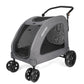 Large Dog Travel Stroller with 4 Heavy Duty Wheels Pet Stroller with Adjustable Handle - Double Doggie Capacity Jogger Wagon with Back Front Door for Small Medium Large Dogs (Dark Light Gray)