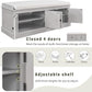 Storage Bench with 4 Doors and Adjustable Shelves, Shoe Bench with Removable Cushion for Living Room, Entryway 42.7" L x 16" W x 17.4" H (Gray Wash)