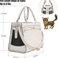 Fashion Pet Carrier Dog Cat Carrier Purse Soft-Sided Leather Handbag Pet Tote Bag for Small Dogs Puppy and Cats TSA Airline Approved (Beige)