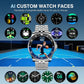 2025 DA GPT Smart Watch for Men, Heart Rate, Blood Pressure, Blood Oxygen, Sleep Monitor, 107 Sports Modes, 1.19-inch AMOLED Display, Waterproof Round Watch, Compatible Android and iOS Silver Blue