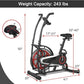 Goplus Air Bike, Fan Exercise Bike with Unlimited Resistance, Clear LCD Display, Tablet Holder, Adjustable Seat and Built-in Wheels, Fan Cycling Bike for Home Cardio Training