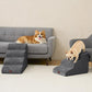 EHEYCIGA Curved Dog Stairs Ramp for Small Dogs 15.7" H, 3-Step Dog Steps for Couch Sofa and Chair, Pet Stairs for Cats, Non-Slip Balanced Pet Steps Indoor, Grey