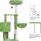 Heybly Cat Tree with Cat Self Groomer Brush, Cat Tower Condo for Indoor Cats with Padded Plush Perch, Cat House with Basket Scratching Board Post, Green HCT005SGR