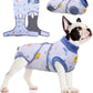 FUAMEY Recovery Suit for Dogs After Surgery,Soft Breathable Dog Bodysuit E-Collar & Cone Alternative Surgical Suit,Male Female Dog Neuter Spay Suits Anti Licking Wounds Onesie Blue Boat L