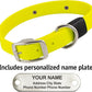 Biothane Custom Dog Collar – Waterproof, Stink-Proof Personalized Collar with Name & Phone Number – Durable, Many Sizes and Colors – Assembled in USA (Bright Yellow)