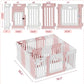 2 Room Dog Playpen with Door,DIY Shape Combination Puppy Pen,16-Panel+2 Link Piece+Large Door+Small Door,25.5" H Dog Fence,Non-Slip&Secure Pet Gate,Easy to Assemble,Pink + White