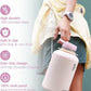 Coolflask Half Gallon Water Bottle Insulated with Straw, 64 oz Large Water Jug with Straw & Spout Lids, Double Wall Stainless Steel Metal Flask, Keep Cold 48h Hot 24h, Apricot Pink