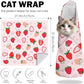 27.6" Cat Grooming Wrap, Self Adhesive Cat Wrap for Cutting Nails, Anti-Escape Calming Cat Swaddle Wrap for Medicine Ear Cleaning, Strawberry Anti-Scratch Cats Burrito Restraint Blanket, Pet Tool