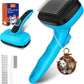 3 PCS Dog Grooming Brush Kit – Self Cleaning Slicker Brush for Shedding Short & Long Haired Dogs & Cats. Removes Loose Fur, Undercoat, Mats, Tangles for Small, Medium & Large Pets. Blue