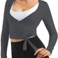 Women Tie Front Shrug Long Sleeve Bolero Cardigan Lightweight Casual Tops