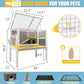 Guinea Pig Cages Indoor, Wooden Guinea Pig Cages with Stand, Rabbit Cage Hutch with Ramp and Hideout, Small Animals Cage Habitat with Not Leakage Pull Out Tray
