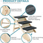 Wood Pet Stairs/Pet Steps for All Dogs and Cats - 2-in-1 Foldable Carpeted 3 Tiers Dog Stairs & Ramp Perfect for Beds and Cars - Portable Dog/Cat Ladder Up to 120 Pounds