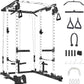 GaveeLife Power Cage, 2000 LBS Power Rack with Cable Cross-Over System, Multi-Functional Strength Training Squat Rack with LAT Pull Down System, Home Gym Equipment with Training Attachment, Red