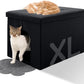 MEEXPAWS Cat Litter Box Enclosure Furniture Hidden, Cat Washroom Bench Storage Cabinet |Large 25.6'' x 17.7'' x 17.7''| Dog Proof | Waterproof Inside/Easy Clean | Easy Assembly | Odor Control(Black)