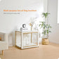 DWANTON Dog Crate Furniture with Cushion, Wooden Kennel Table with Double Doors, Indoor Dog House, Medium Size, 32.5" L, White