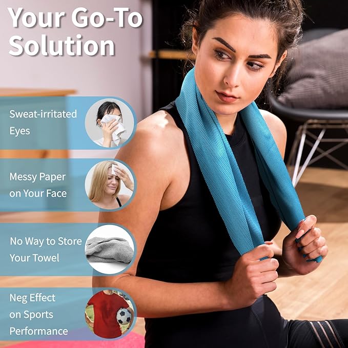 YESLIFE 4 Pack Cooling Towel 40"x12", Gym Towels for Men and Women, Soft Breathable Workout Towels for Yoga, Running, Sport, & More (Grey, Dark Blue, Purple, Blue)