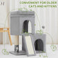 24inch Tall cat Tree with 2 cat condo and Mouse Toy Cozy Small cat Tower with Scratching Post and Board for Kitties and Small Cats.（Light Grey）