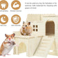 Hamster Toys 5-Piece Set ，Hamster House, Swing, Climbing Ladder, Seesaw & Exercise Wheel，Pet DIY Sport Exercise Toys Set, Small Animal Habitat Accessories ，Gerbils, Mice（Natural Wood）