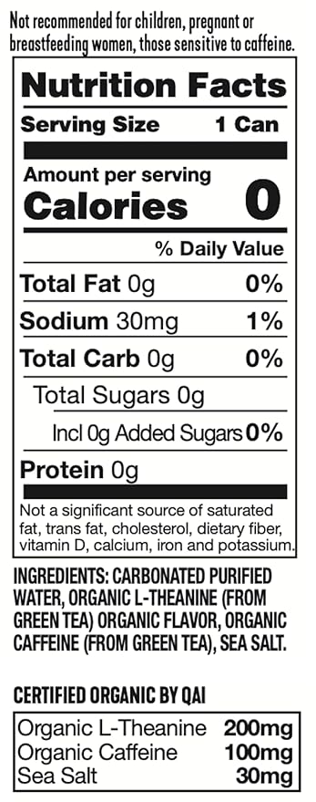 ARDOR Sparkling Water with 100mg Natural Caffeine & 200mg L-Theanine from Organic Green Tea for Smooth Energy & Focus | No Sugar, 0 Calories | Vegan, Gluten-Free | Mexican Lime - 12 Ct
