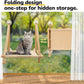 CATISM Cushion Cat Window Perch - Hammock - Window - Seat - Home - Cat Bed for Small to Medium Indoor Cats, Wooden, Machine Washable Cover, Foldable (Khaki, Cushion Bed Cover)