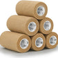 OK TAPE Self Adherent Cohesive Bandages Wrap - 6Packs, 4" x 5 Yards, Non-Woven Self Adhesive Bandage Wrap for Thumb, Finger, Wrist, Ankle, Vet Wrap Bandages Tape (Beige)
